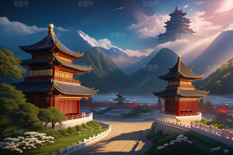 中国风幻想梦幻白玫瑰