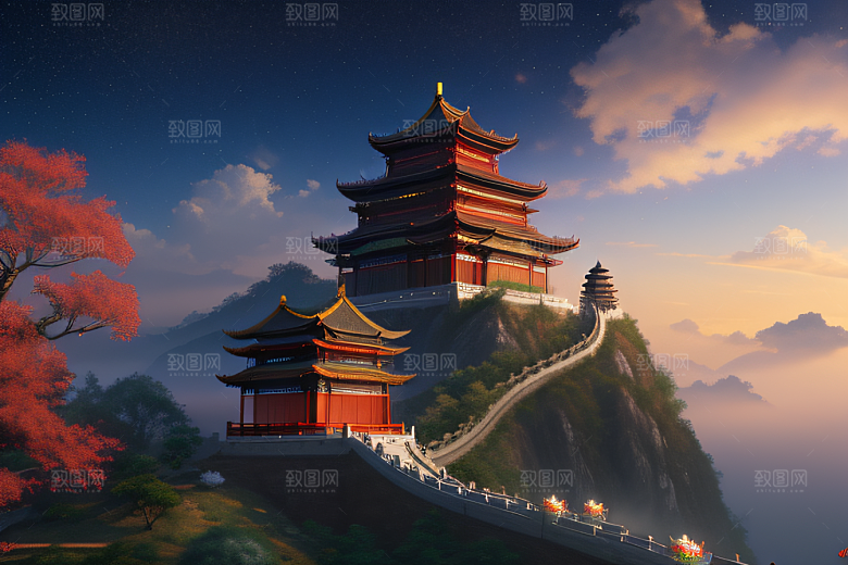 中国风幻想梦幻白玫瑰