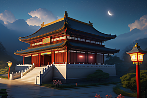 璀璨路连宫殿星空绚烂
