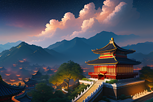 璀璨路连宫殿星空绚烂