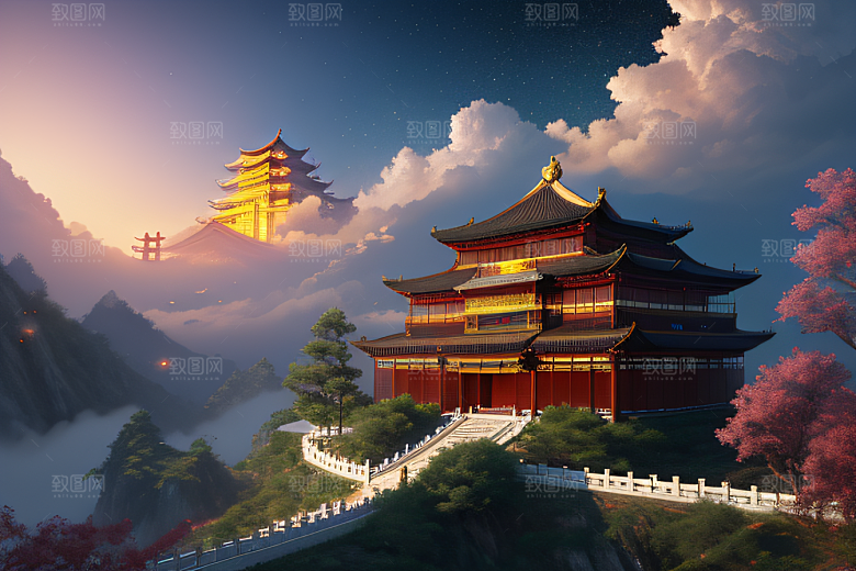 璀璨路连宫殿星空绚烂