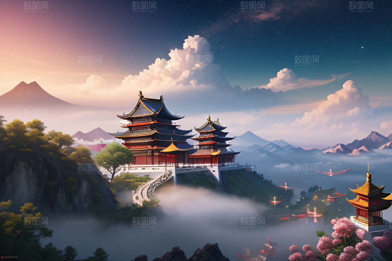 璀璨路连宫殿星空绚烂