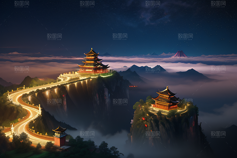 璀璨路连宫殿星空绚烂