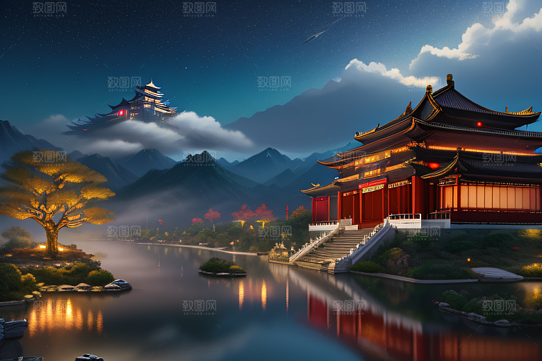 璀璨路连宫殿星空绚烂
