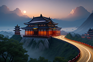 璀璨路连宫殿星空绚烂