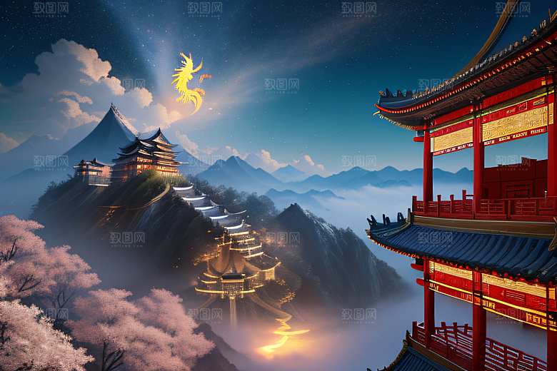 神话宫殿连绵龙凤飞舞