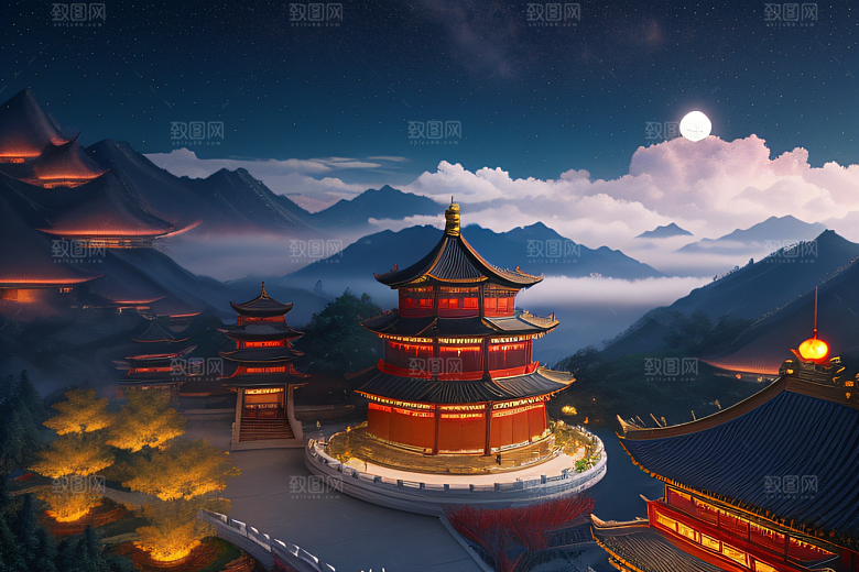 神话宫殿连绵龙凤飞舞