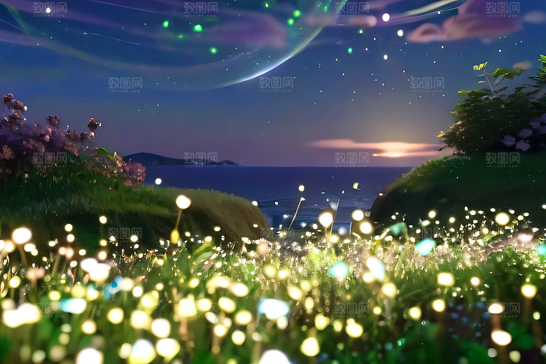 浪漫花朵8K高清海边美景