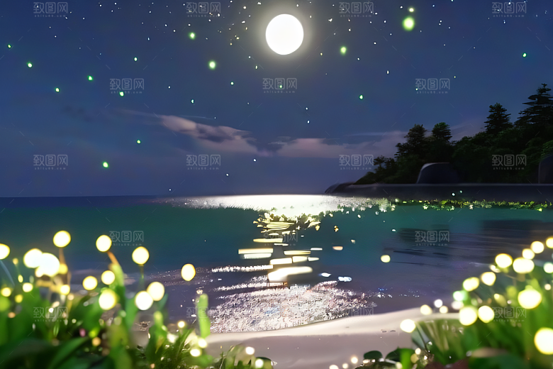 浪漫花朵8K高清海边美景
