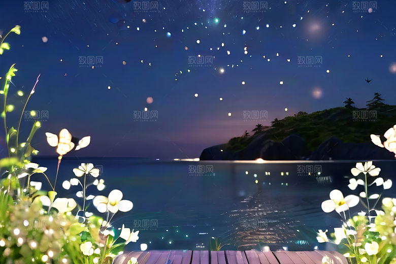 浪漫花朵8K高清海边美景