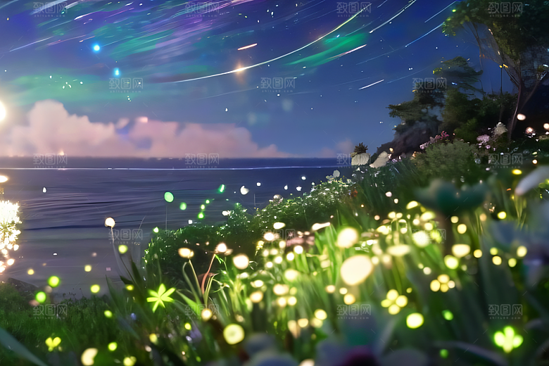 浪漫花朵8K高清海边美景