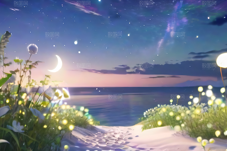 浪漫花朵8K高清海边美景