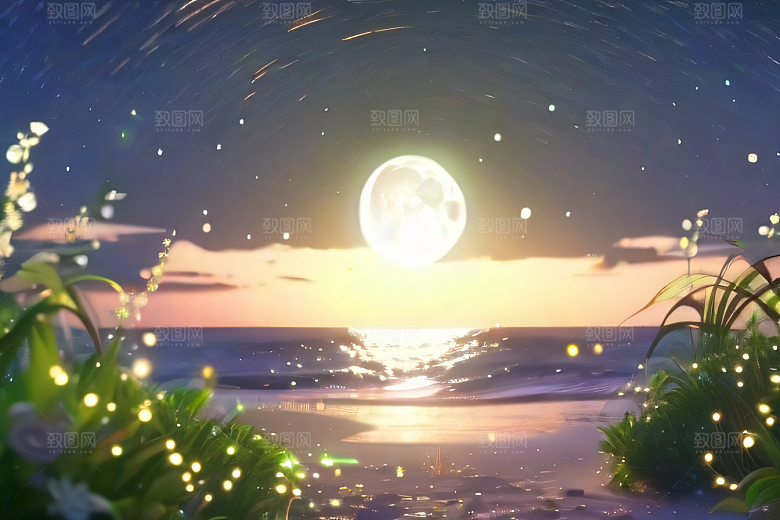 浪漫花朵8K高清海边美景