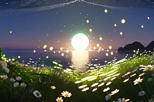 浪漫花朵8K高清海边美景