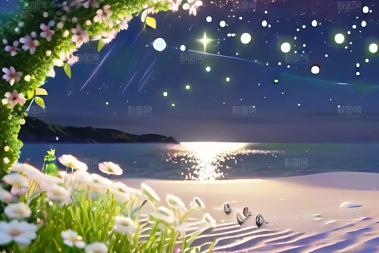 轻盈光珠星系海边美景