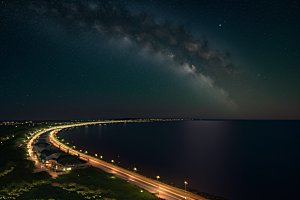浪漫花朵绽放海边美景