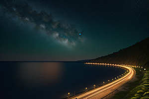 浪漫花朵绽放海边美景