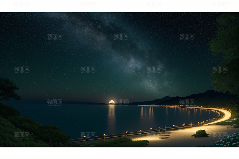浪漫花朵绽放海边美景