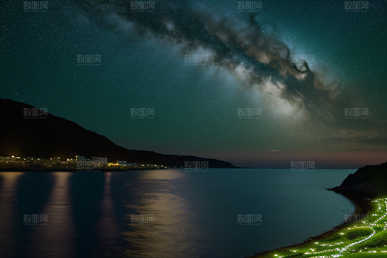 绚丽的花海海边美景