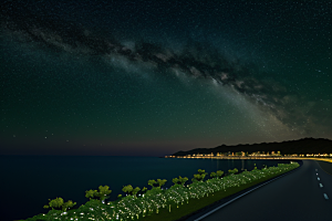 浪漫花朵8K高清海边美景