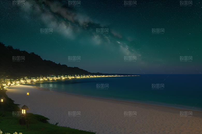 海上巨大弯月美景