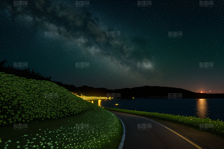 海上巨大弯月美景