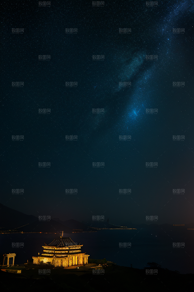 星光璀璨的香港废墟夜景