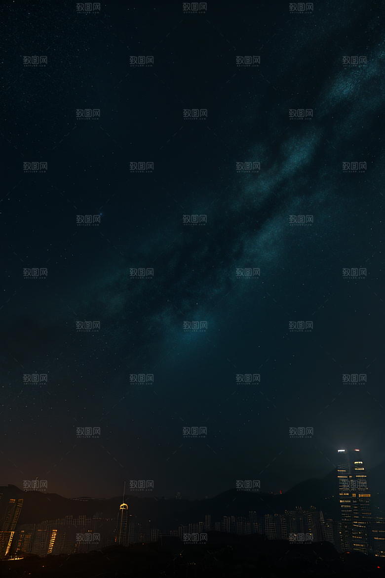 星光璀璨的香港废墟夜景