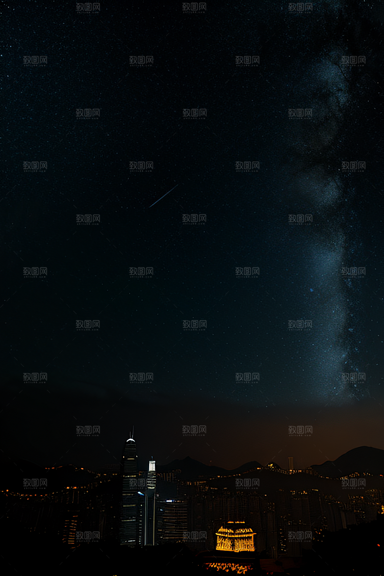 星光璀璨的香港废墟夜景