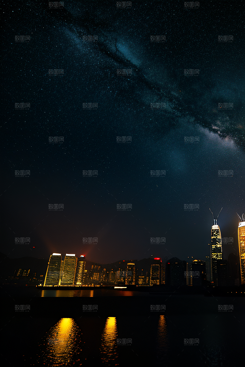 星光璀璨的香港废墟夜景