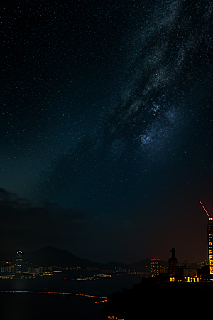 星光璀璨的香港废墟夜景