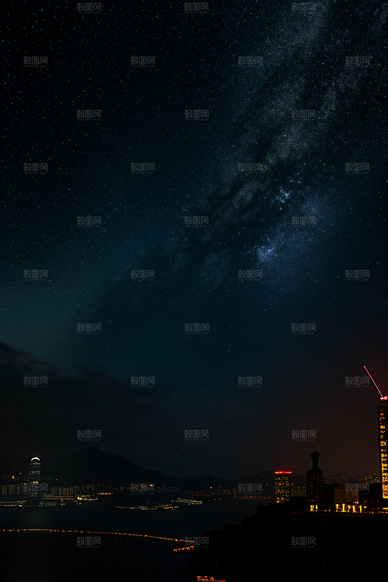 星光璀璨的香港废墟夜景