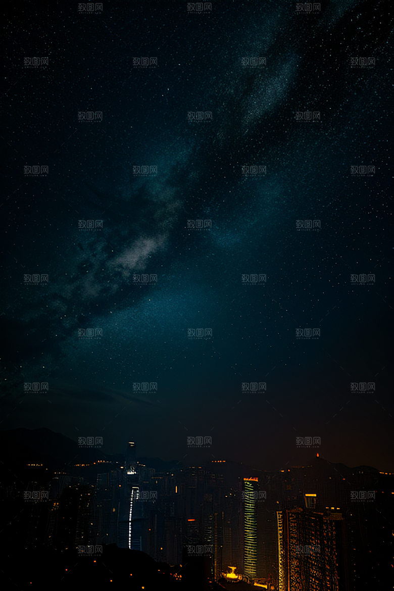 星光璀璨的香港废墟夜景