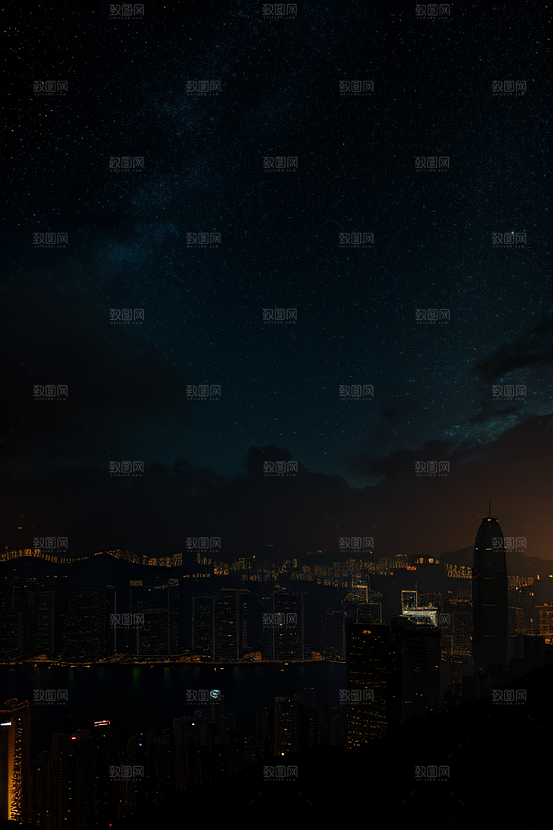 星光璀璨的香港废墟夜景