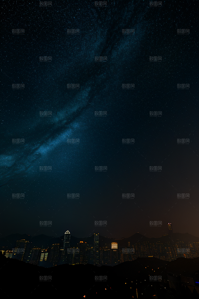 星光璀璨的香港废墟夜景