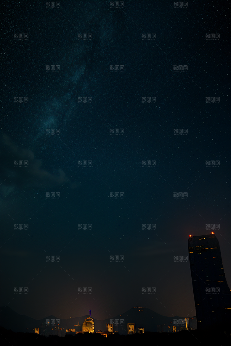 梦幻星空下的香港废墟