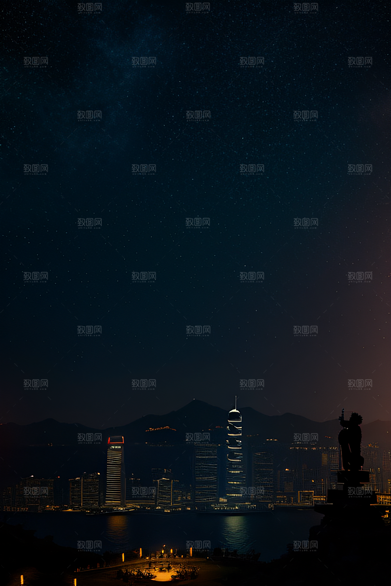 梦幻星空下的香港废墟