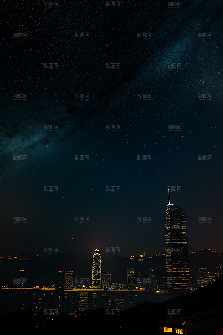 梦幻星空下的香港废墟