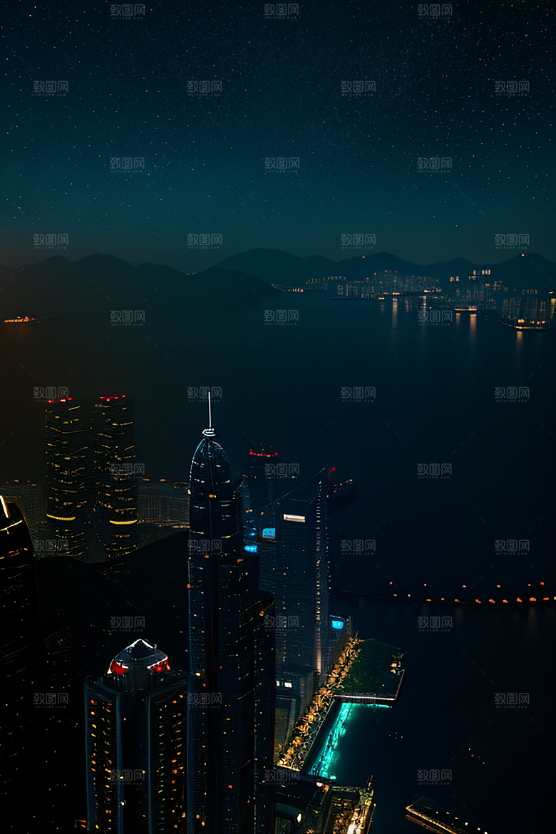 星夜下的香港废墟奇观