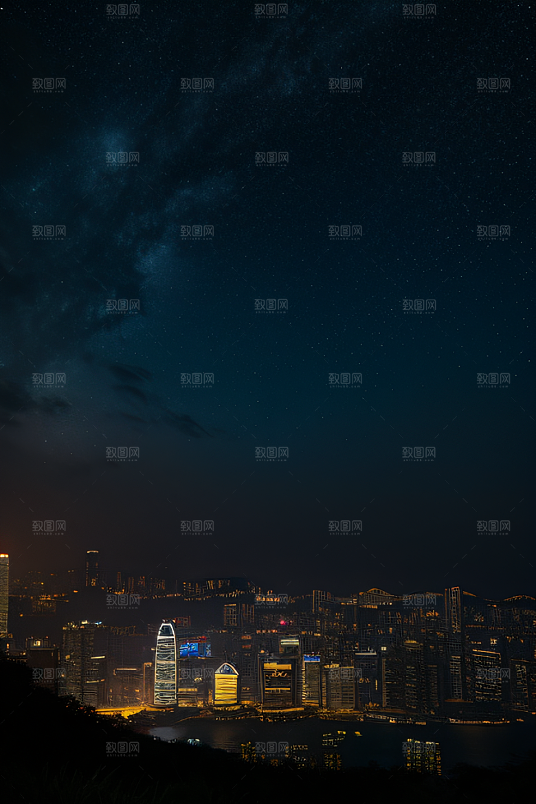 星夜下的香港废墟奇观