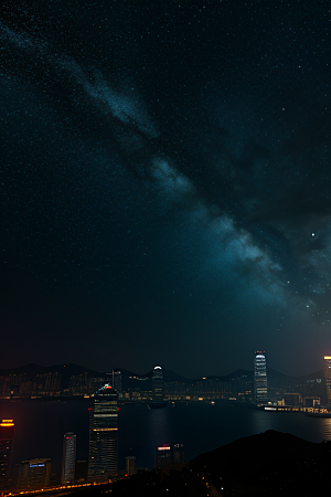 星夜下的香港废墟奇观