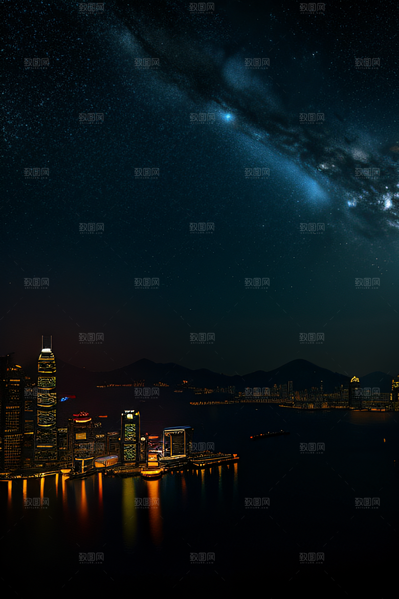 星夜下的香港废墟奇观