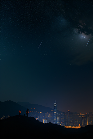 星夜下的香港废墟奇观