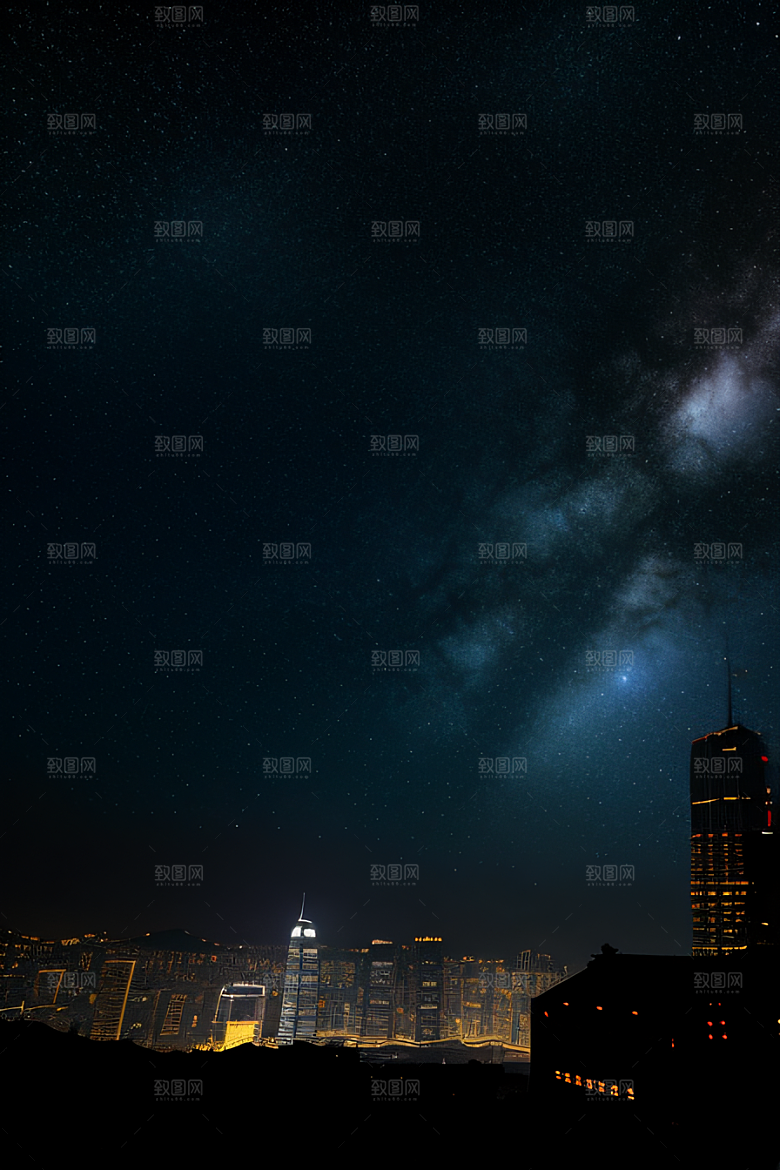 星夜下的香港废墟奇观