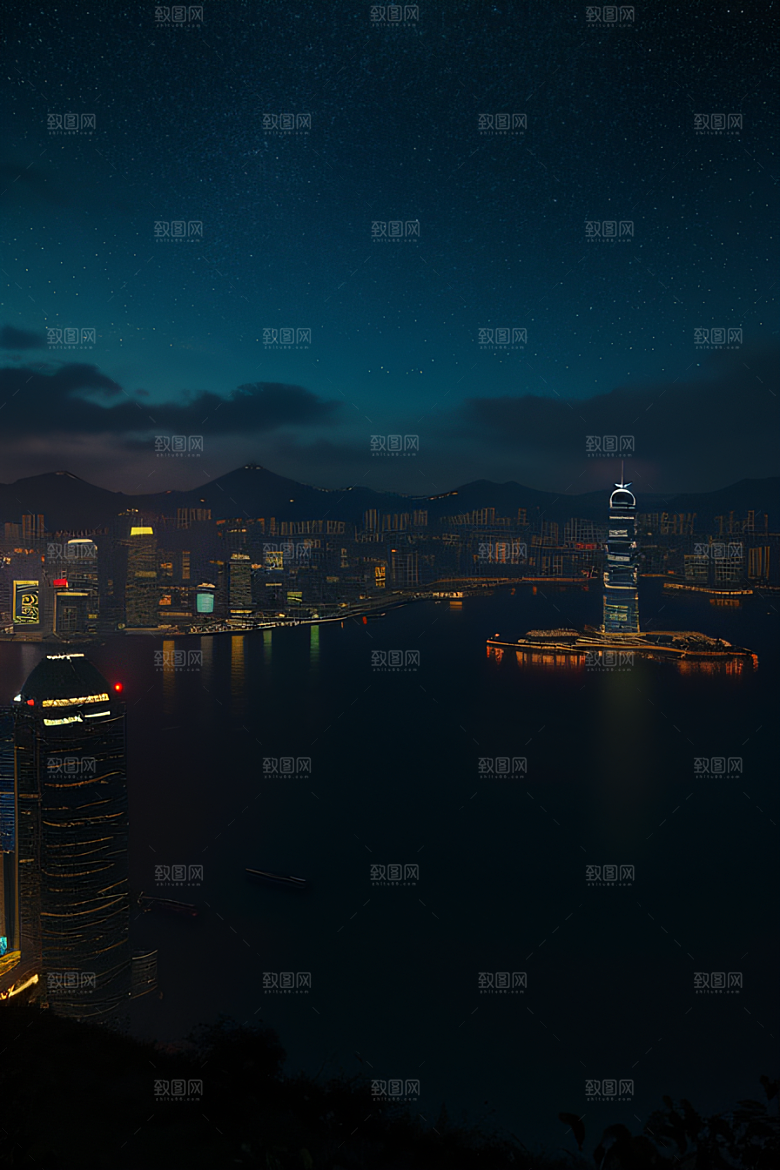 星夜下的香港废墟奇观