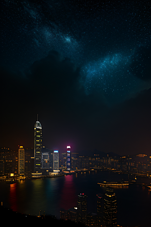 虚幻引擎呈现的香港夜景