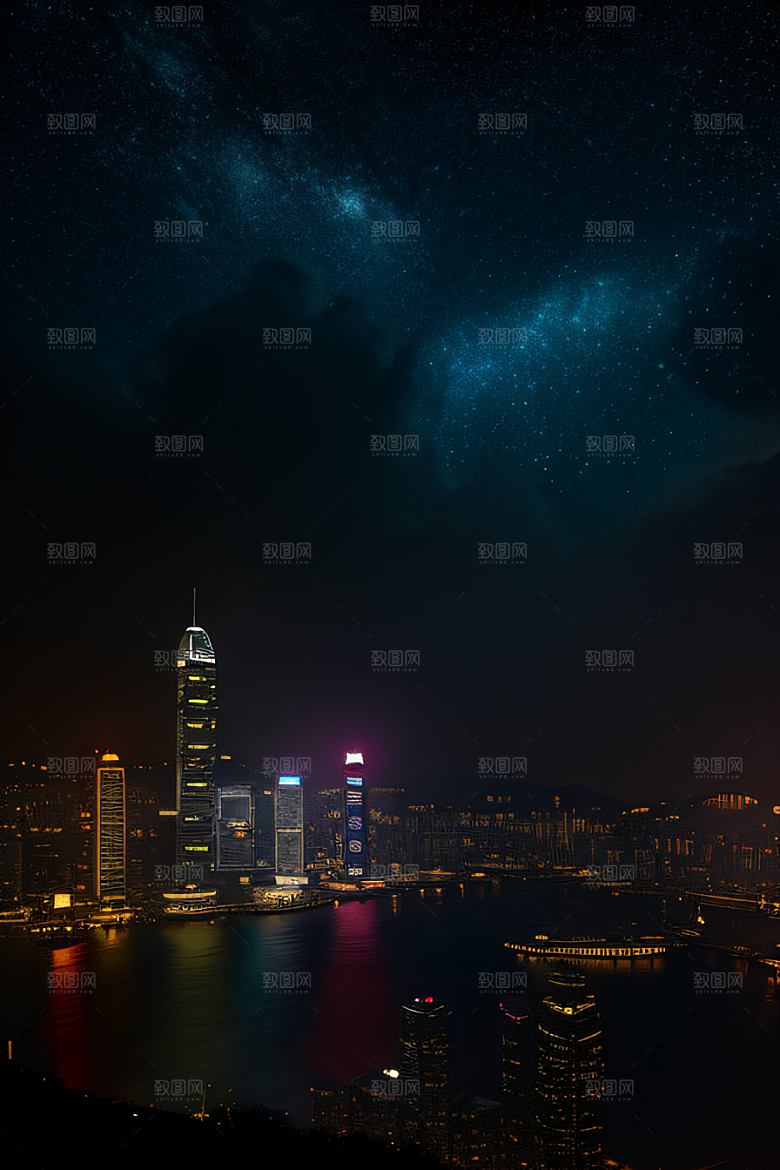 虚幻引擎呈现的香港夜景