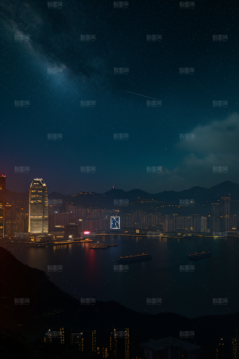 虚幻引擎呈现的香港夜景