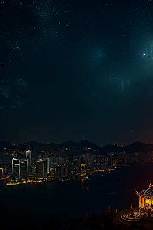 虚幻引擎呈现的香港夜景