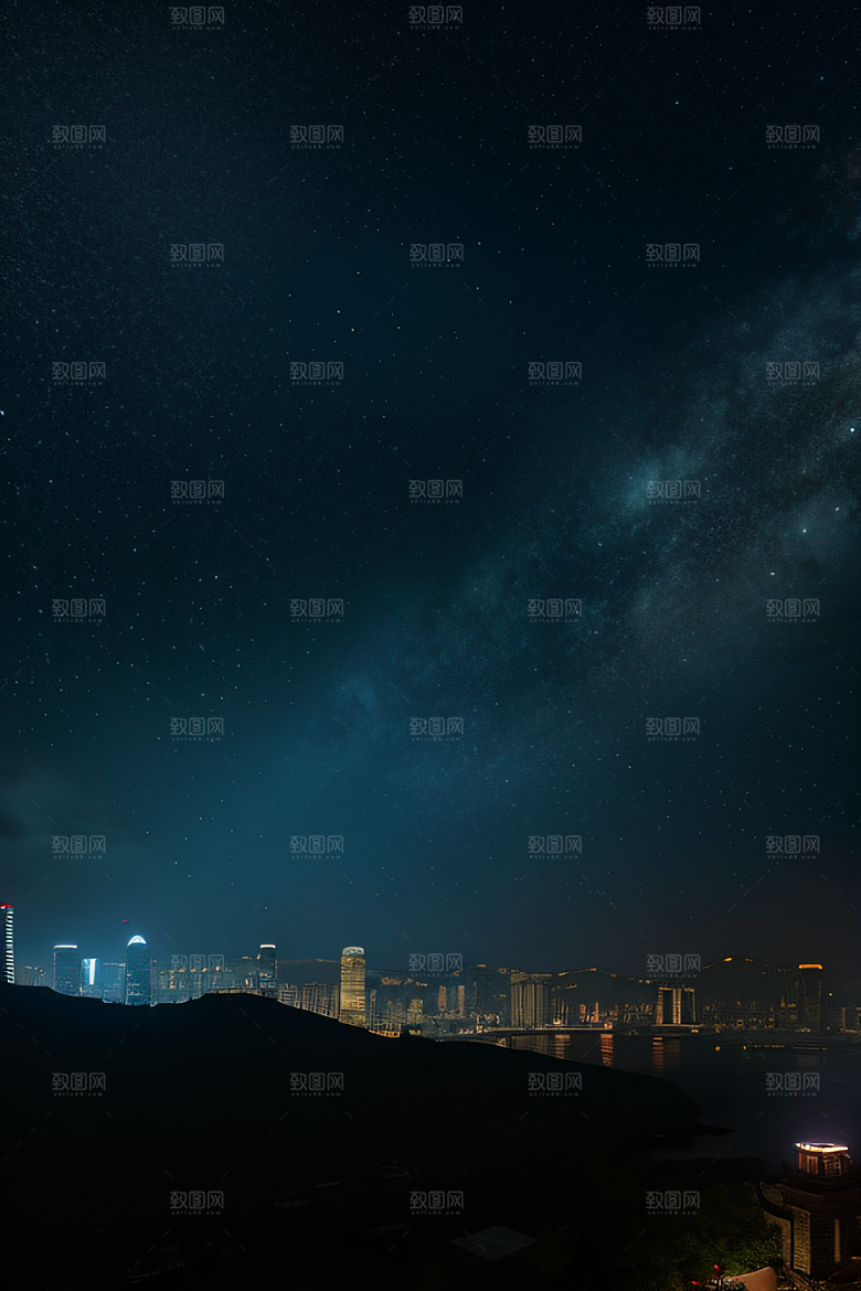 香港夜晚的废墟美景